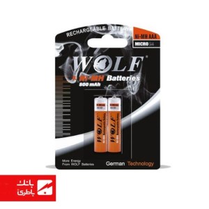 باتری نیکل متال نیم قلمی ولف 800 میلی‌آمپر ساعت بسته 2 عددی