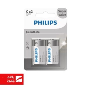 باتری گریت لایف زینک سایز متوسط فیلیپس بسته 2 عددی